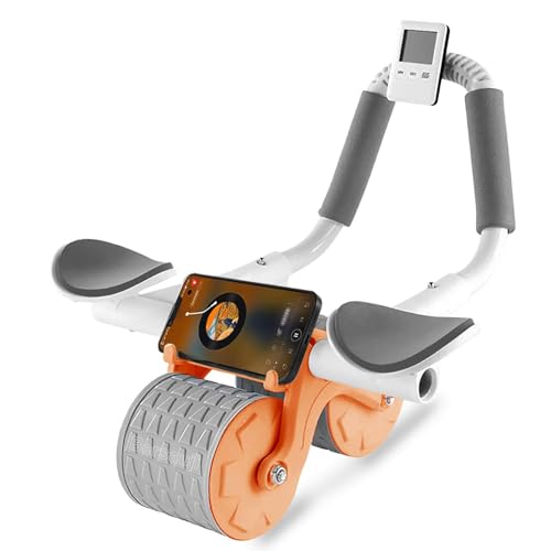 2026 Upgraded Ab Roller Wheel with Knee Mat &Timer - Automatic Rebound Abdominal Wheel with Elbow Support, Abs Workout Equipment for Core Strength Training, Ab Exercise Roller for Women Men - color: Orange