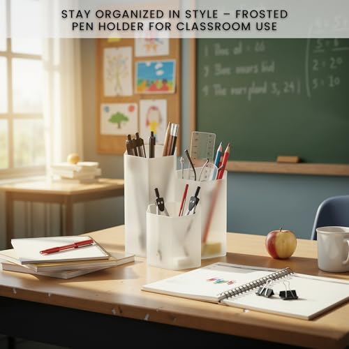Clear Pencil Holder for Desk | 3 Compartment Organizer Desk Cute Pen Holder | Hexagonal Shape Pencil Cups for Classroom, Offices, Teacher Desks | Multipurpose Make up Organizers and Storage Accessory - style: Style F