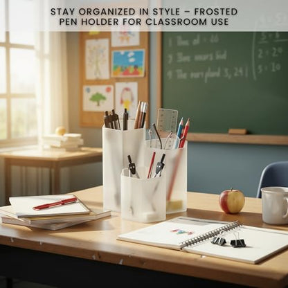 Clear Pencil Holder for Desk | 3 Compartment Organizer Desk Cute Pen Holder | Hexagonal Shape Pencil Cups for Classroom, Offices, Teacher Desks | Multipurpose Make up Organizers and Storage Accessory - style: Style F