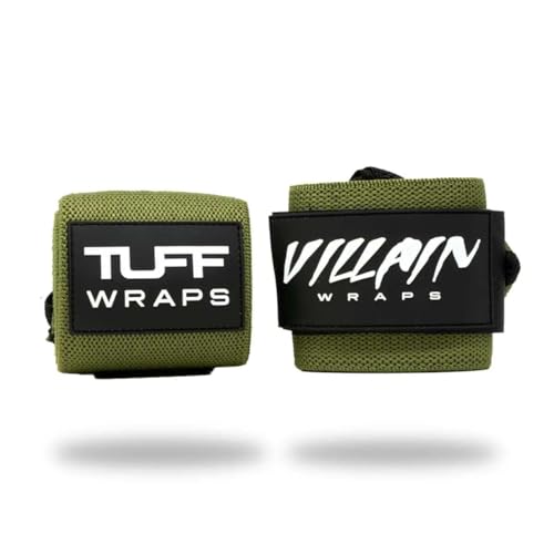 Villain Wrist Wraps for Weightlifting & Powerlifting – Adjustable Support Straps for Men and Women – Ideal for Strength Training, CrossFit, Bodybuilding – Durable Comfort to Eliminate Wrist Pain - color: OD-GREEN, size: 16 - Inch