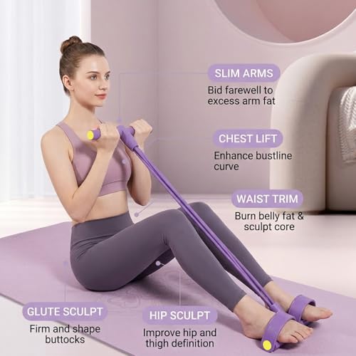 Hllpro Gentle Fit Exercise Band, 6-Tube Pedal Resistance Bands with Handles, Multifunction Fitness Resistance Bands for Abdomen, Waist, Arms, Legs & Full Body Workout