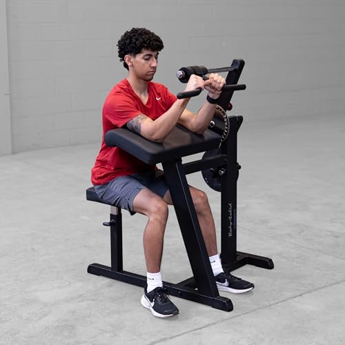 Body-Solid (GCBT380B) Cam Series - Adjustable Seat Biceps and Triceps Machine for Home Gym - Compact Workout Equipment for Arm Training and Weight Lifting, Black