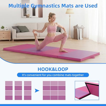 Polar Aurora 4'x10'x2 Thick Folding Gymnastics Exercise Mat Aerobics Stretching Yoga Mats - color: Purple-Pink