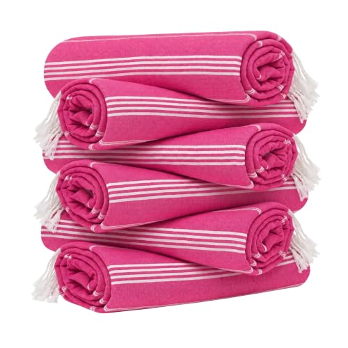 HAVLULAND Turkish Beach Towels, Set of 12, Oversized 72"x40" - Fuchsia - color: Fuchsia, size: 12 Pack