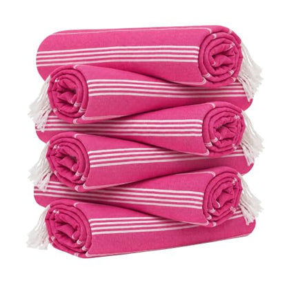 HAVLULAND Turkish Beach Towels, Set of 12, Oversized 72"x40" - Fuchsia - color: Fuchsia, size: 12 Pack