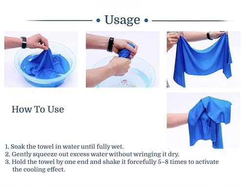Cooling Towel for Sports, 40 x 12 inches, Chilly Ice Towels for Running, Yoga, Fishing, Sport, Workout, Gym, Fitness & More Activities, Especially for Summer - 5 Pack (Blue Set)