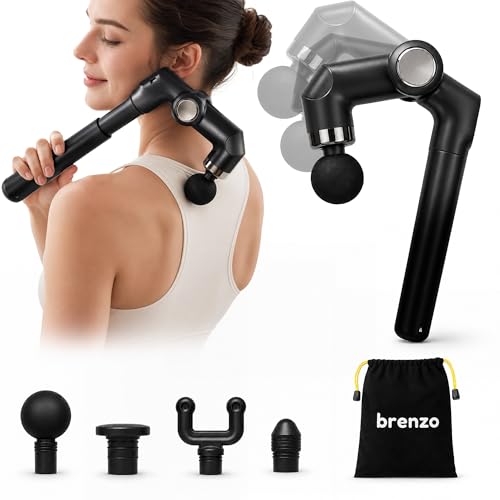 brenzo Massage Gun with Extended Handle, Cordless Full Body Massager
