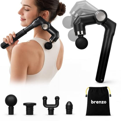 brenzo Massage Gun with Extended Handle, Cordless Full Body Massager