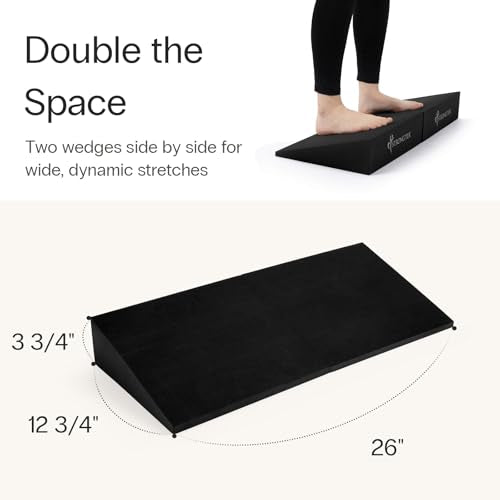 StrongTek XL Foam Yoga Wedge Blocks, Black, Set of 2, 16.5° Incline, 13" × 12.75" × 3.75", for Yoga, Stretching, Squats & Physical Therapy