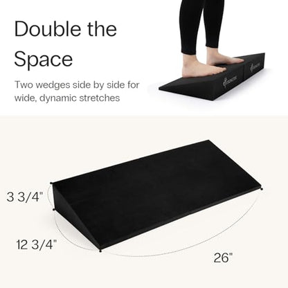 StrongTek XL Foam Yoga Wedge Blocks, Black, Set of 2, 16.5° Incline, 13" × 12.75" × 3.75", for Yoga, Stretching, Squats & Physical Therapy