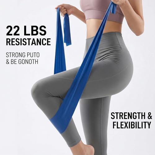 Resistance Bands, 1.5m 22lbs Blue High Elasticity Yoga Strap Gym Accessories for Women Workout Bands Stretching Belt Leg Tension Exercise Belt for Pilates Home Fitness Physical Therapy
