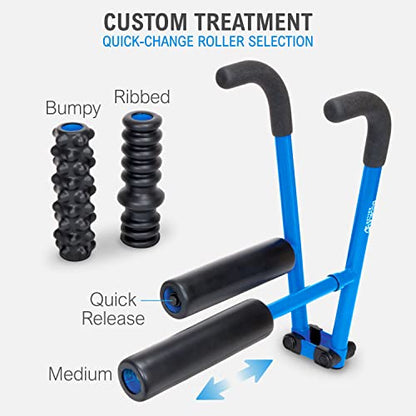 DoubleUP Roller Therapy Kit - Muscle Massager with Lever-Action Pressure Control and Quick-Change Rollers - color: Blue
