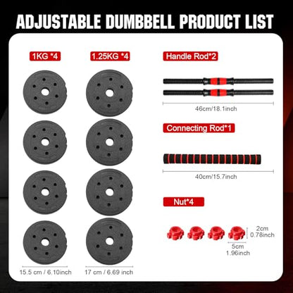 Adjustable Dumbbell Set, 22lbs Free Weights Dumbbells Set, 3 in1 Dumbbells Set Used as Barbell,Push-up Stand, Weight Set for Home Gym, Fitness Workout Equipment for Men Women