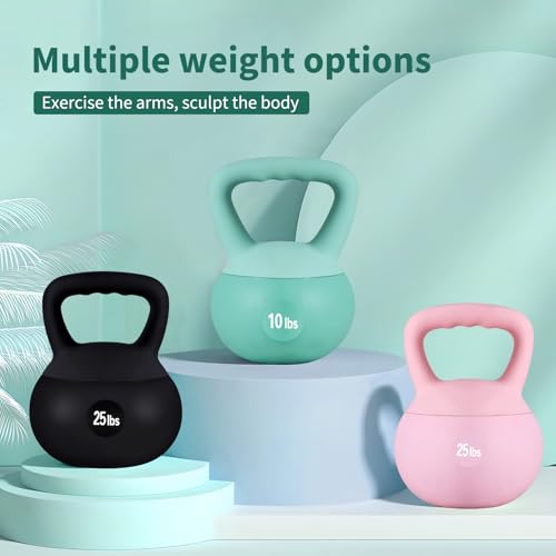 Soft Kettlebell Weights (5-30 lbs) - Iron Sand Filled for Home Gym, Strength Training & Fitness - Shock-Proof Design with Wide Non-Slip Handle - Dumbbell Alternative for Men & Women (Mint Green, 10 LBS)