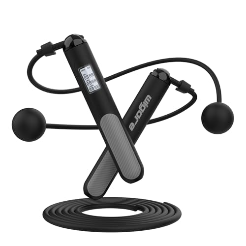 Jump Rope,Ropeless jump ropes weighted with counter for fitness,Home, Indoor or Outdoor exercise use,Workout,Crossfit,Gym,Cordless jump rope for Women,Men, Adults, Kids - color: Black