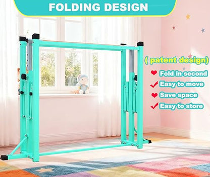 MARFULA Gymnastic Kip Bar for Kids Teens Ages 3-25 of All Gymnastic Levels - color: Teal (New Style - 8 Ft Base)