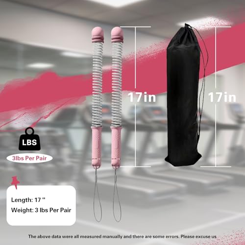 Portable Ropeless Battle Ropes Sticks Adjustable Weight for Home Gym,Three Colors Available (Pink)