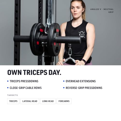 REP Fitness LAT Pulldown and Low Row Cable Machine Attachments and Functional Trainer Attachments – Curl Bar, D-Handle, Ankle Cuff, Tricep Rope, Sports Handle, Straight Bar, Row, Chinning Triangle - style: Tricep Pressdown Bar