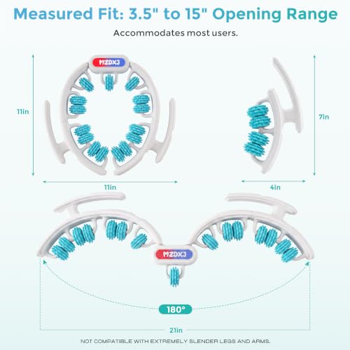 Cellulite Massage Tool, Anti-Cellulite Roller- Lymphatic Drainage Massager - Muscle Roller, Deep Fascia Massage, Dimpled Skin Removal, Legs/Thighs/Buttocks (15 Wheel - Cyan) - color: White and Cyan