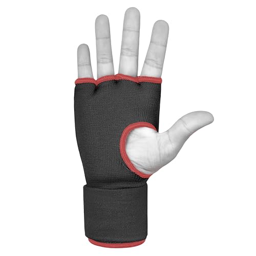 Boxing Inner Gloves Cotton Cloth Stretchable Gel Padded Kickboxing MMA Training Gloves Long Wrist Support Gloves - color: Black, size: Small-Medium