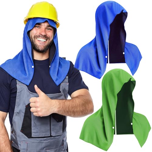 (2PCS) Cooling Hoodie Towel, Cooling Cap Towel, Ice Sports Hat, Head Ice Pack, Cooler Heat Relief Cap for Neck and Face, Microfiber, Instant Cooling, White, for Sport, Gym, Camping