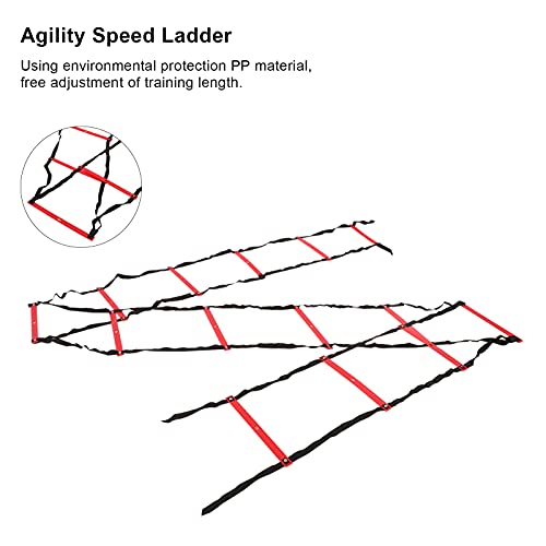 7M 14 Rung Agility Speed Ladder Stairs, Adjustable Training Ladder for Soccer Football Fitness, Non - Slip PP Agility Ladder with Angle Mark for Athletes and Coaches