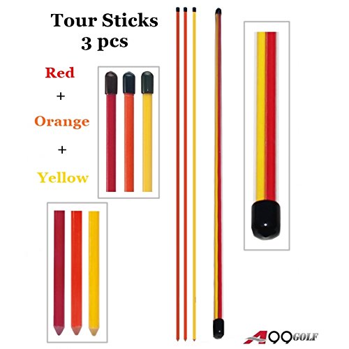 3pcs A99Golf Alignment Sticks Golf Practice Rods to Set up Your Body Balls and Club in Perfect Alignment Posture Corrector with Clear Tube Case - Great Golf for Men's Women Golfer