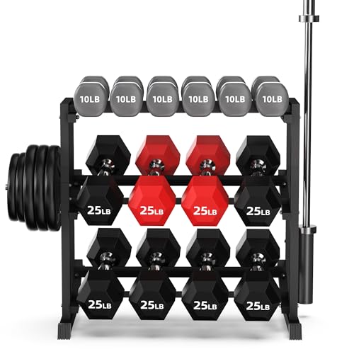 PLKOW Adjustable 3-Tier Dumbbell Rack for Home Gym Weight Storage - color: Deep Black