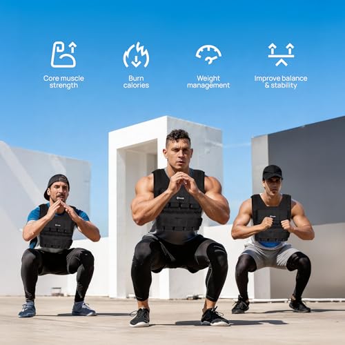 Yes4All Adjustable Weighted Vest 11-32lbs with Reflective Strip, Large Weight Vest for Strength Training for Men & Women - color: Black - 40LB, style: 2.42-40 lbs