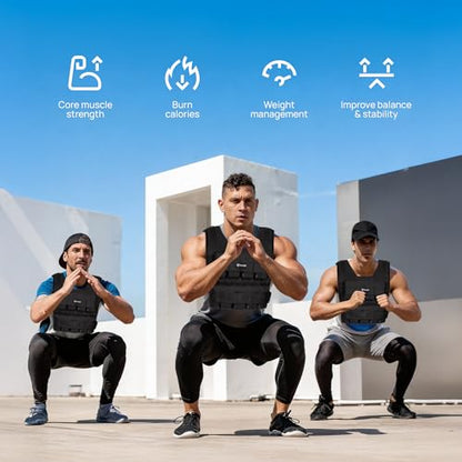 Yes4All Adjustable Weighted Vest 11-32lbs with Reflective Strip, Large Weight Vest for Strength Training for Men & Women - color: Black - 40LB, style: 2.42-40 lbs
