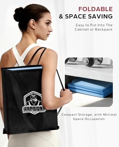 HAPBEAR Foldable Yoga Mat - 72"x24"x0.24" (6mm), Non-Slip TPE Exercise Mat for Home Workout, Yoga, Pilates,Stretching, & Travel, Durable & Eco-Friendly, Includes Carry Bag - color: Blue