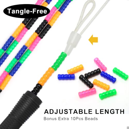 Coolrunner 16 FT Long Jump Rope(2 PACK), Double Dutch Jump Ropes, Soft Beaded Skipping for Kids Adults, Plastic Segmented Long Enough for 4-5 Jumpers - color: Black