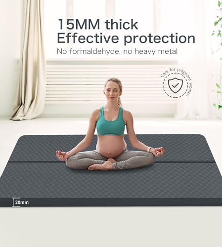 nuveti Large Exercise Mat - 15mm/20mm/30mm Thick Yoga Mat | Workout Mat for Fitness, Yoga, Pilates, Stretching & Floor Exercises for Women & Men with Free Carrying Bag