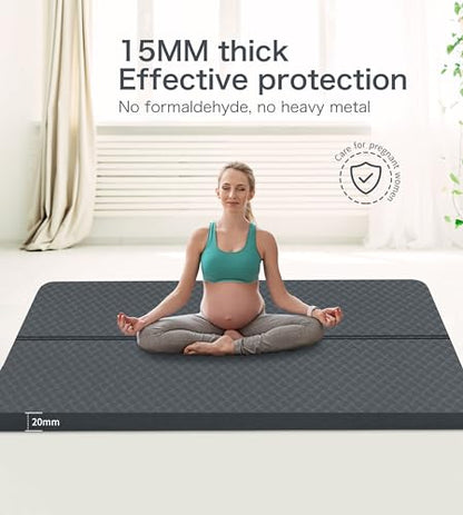 nuveti Large Exercise Mat - 15mm/20mm/30mm Thick Yoga Mat | Workout Mat for Fitness, Yoga, Pilates, Stretching & Floor Exercises for Women & Men with Free Carrying Bag