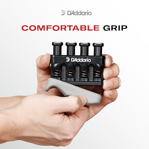 D'Addario Varigrip Finger Strengthener with Fiddilink - Finger Exerciser & Guitar Trainer with Simulated Strings for Callus Building - Strengthening & Coordination Tool for Guitar Players