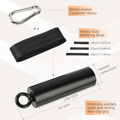 Non-Slip Iron Pull Up Grips and Cannonball Handles,3-Length Straps & Carabiners, Grip Strength Trainer for Pull-Up Bar, Dead Hangs, Forearm & Hand Training, Home Gym Gear - size: 48mm
