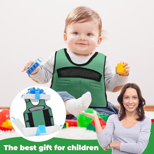 Weighted Vest for Kids Including 6 Removable Weights, (Large, Ages 10+) - color: Green, size: Large