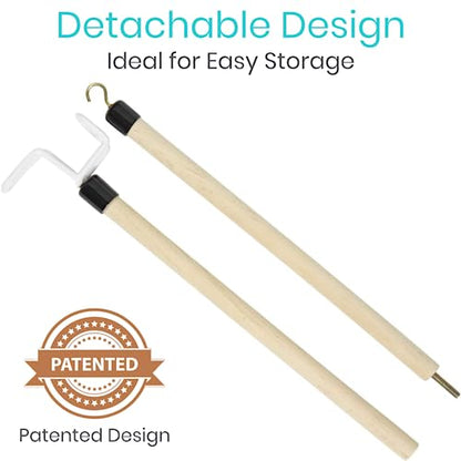 Vive Dressing Stick for Elderly (27”) - with Zipper Puller & Sock Remover Tool - Aid for Pants - Accessories for Daily Living, Assistant Device No Bending for Seniors - After Shoulder Surgery Helper