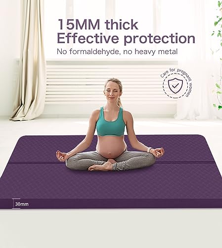 nuveti Large Exercise Mat - 15mm/20mm/30mm Thick Yoga Mat | Workout Mat for Fitness, Yoga, Pilates, Stretching & Floor Exercises for Women & Men with Free Carrying Bag