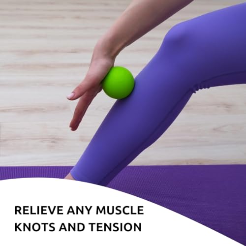 Massage Lacrosse Balls for Deep Tissue Relief - Trigger Point Therapy Ball Set for Plantar Fasciitis, Myofascial Release for Back, Shoulder, Foot - Massage Ball Roller - 2 Pack (Lime Green)