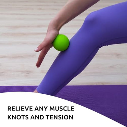 Massage Lacrosse Balls for Deep Tissue Relief - Trigger Point Therapy Ball Set for Plantar Fasciitis, Myofascial Release for Back, Shoulder, Foot - Massage Ball Roller - 2 Pack (Lime Green)