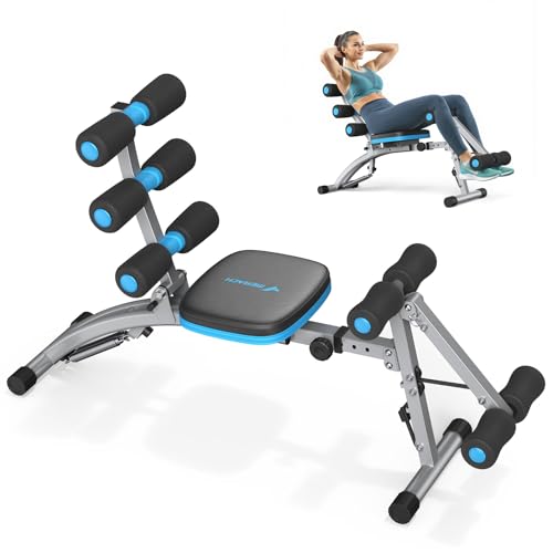 MERACH Ab Machine, Adjustable Ab Workout Bench for Home Gym, Multi-Functional Sit Up Exercise Equipment with 300 LBS Weight Capacity, Exercise Chair for Full Body Workout - color: Black Blue