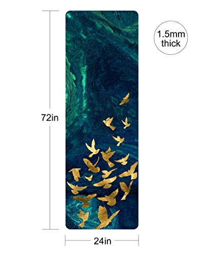 nuveti Printed Travel Yoga Mat-1/16 Inch Thick Non Slip Fitness Workout Mat with Carrying Bag, Foldable Lightweight Suede & Natural Rubber Yoga Mat for Yoga Pilates and Fitness 72" L x 24" W x 1.5mm - color: BaiNiaoZhengMing