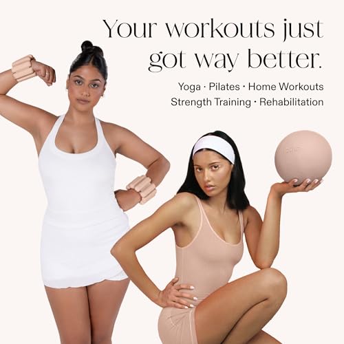 Bala Bangles Workout 2 Piece Set - 2lb Bangles Wrist & Ankle Weights & Pilates Exercise Ball