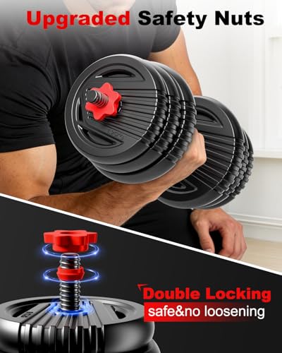 Adjustable Dumbbell set,20/30/45/70/90lbs Free Weight Set - style: 30LB(15LB Pair)