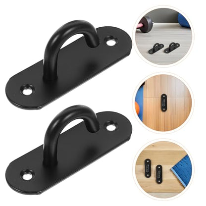 6pcs Resistance Band Wall Anchors with Black Pad Eye Hooks, 304 Stainless Steel Workout Wall Mounts for Strength Training, Yoga Strap Exercise Anchors, Home Gym Pull-up Attachments