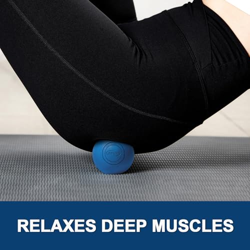 Lacrosse Ball Massage Ball for Myofascial & Trigger Point Release, Muscle Knots, Yoga Therapy – Improves Joint Mobility & Relieves Pain – Back, Neck, Chest, HIPS, Legs – 2.5-Inch Solid Blue Rubber