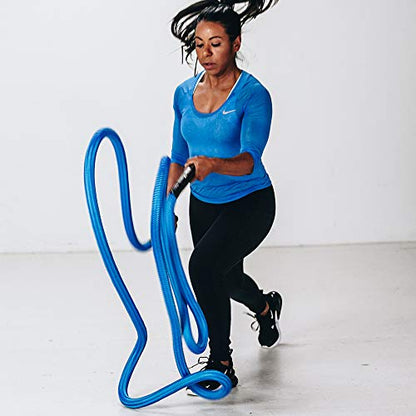 HYPERWEAR Hyper Rope Weighted Short Battle Rope 25 ft / 19 lb – Blue - size: 25 ft (19 lb) Blue