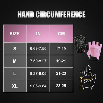 Cycling Gloves for Men and Women, Half Finger Padded Bike Gloves - color: I Light&Pink, size: X-Large