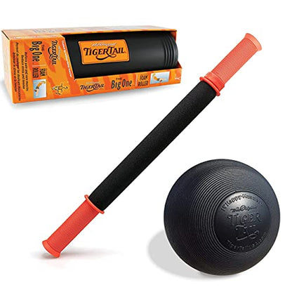 Tiger Tail Bundle: 18in Portable Massage Stick Portable Roller + Tiger Ball 5.0 Foam Roller Ball + The Big One Foam Roller